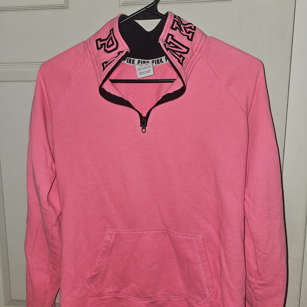 PINK Victoria's Secret Coral Quarter-Zip Sweatshirt